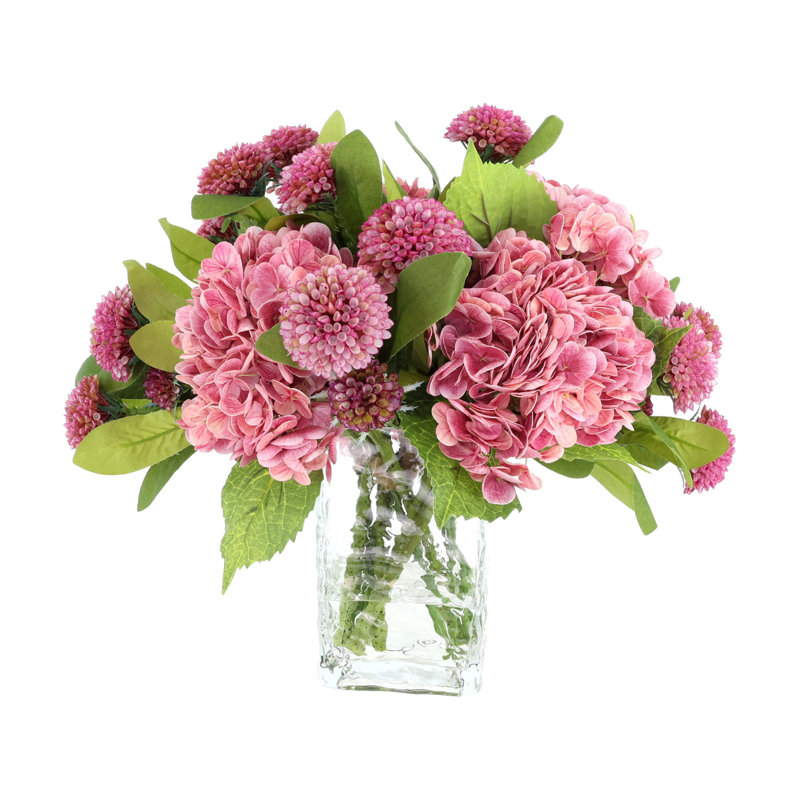 Real Touch Hydrangea and Dahlia Arrangement, Pink
