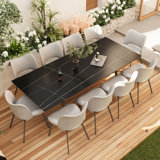 Trakia 62.9 In To 94.4 In  Black Sintered Stone Tabletop, Suitable For 8-10 People Dining