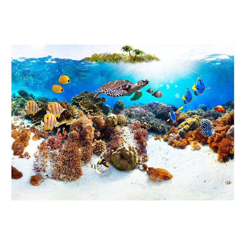 Murale récif de tortue de mer Aniyia, L 55 po x l 77 po