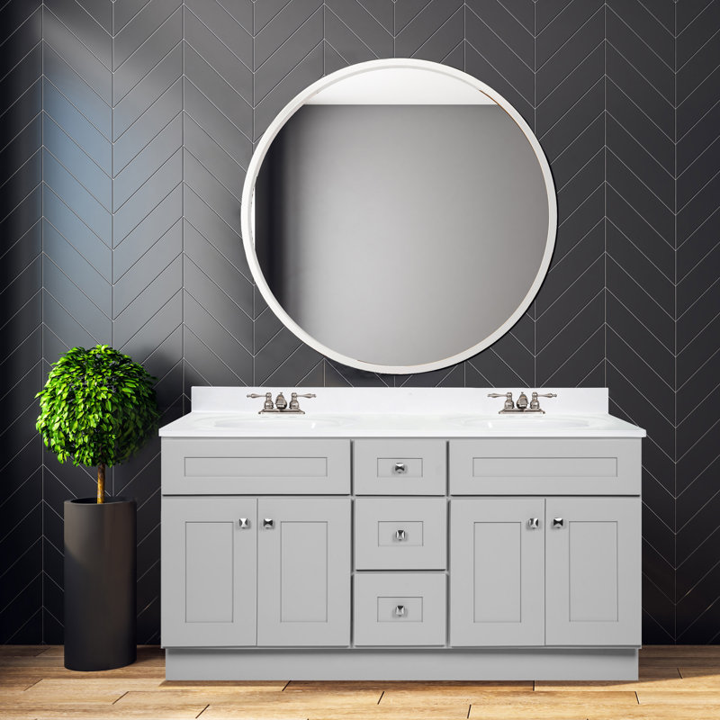 Brookings 60-Inch Gray Shaker Bathroom Vanity Cabinet