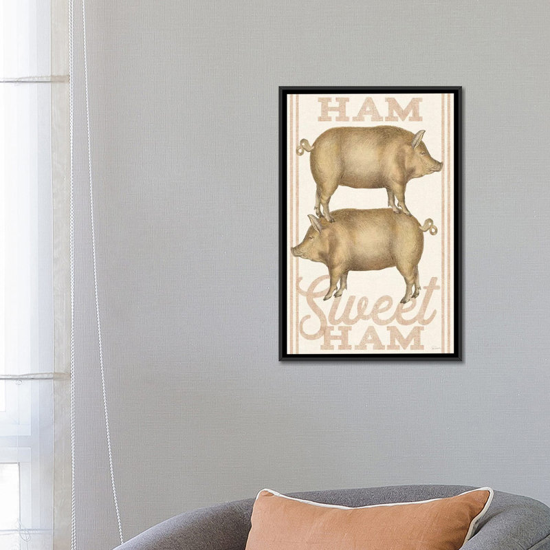 « ham doux ham », reproduction d’impression sur toile tendue, H 26 po x l 18 po x P 1,5 po, Toile avec cadre noir