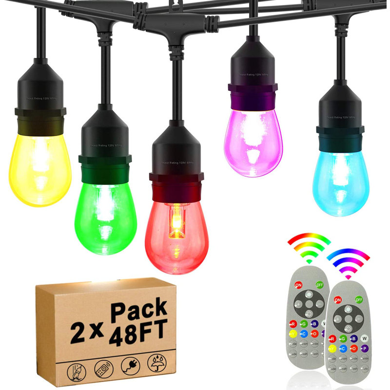 Guirlande de 48 ampoules à brancher de 48 pi avec ampoules incandescentes et télécommande incandescentes