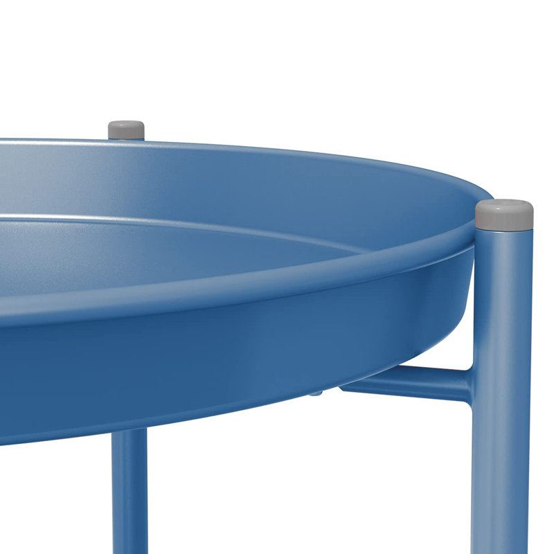 Outdoor Side Table, 2-Tier End Table Round Accent Table, Blue