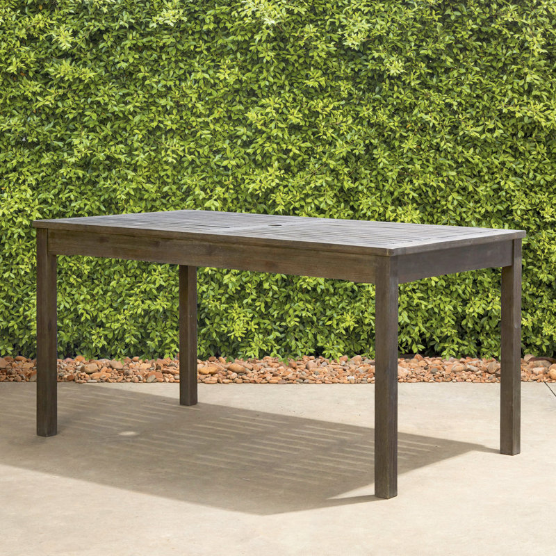 Table de salle à manger de patio rectangulaire en bois d'acacia gris délavé gris, Gris délavé