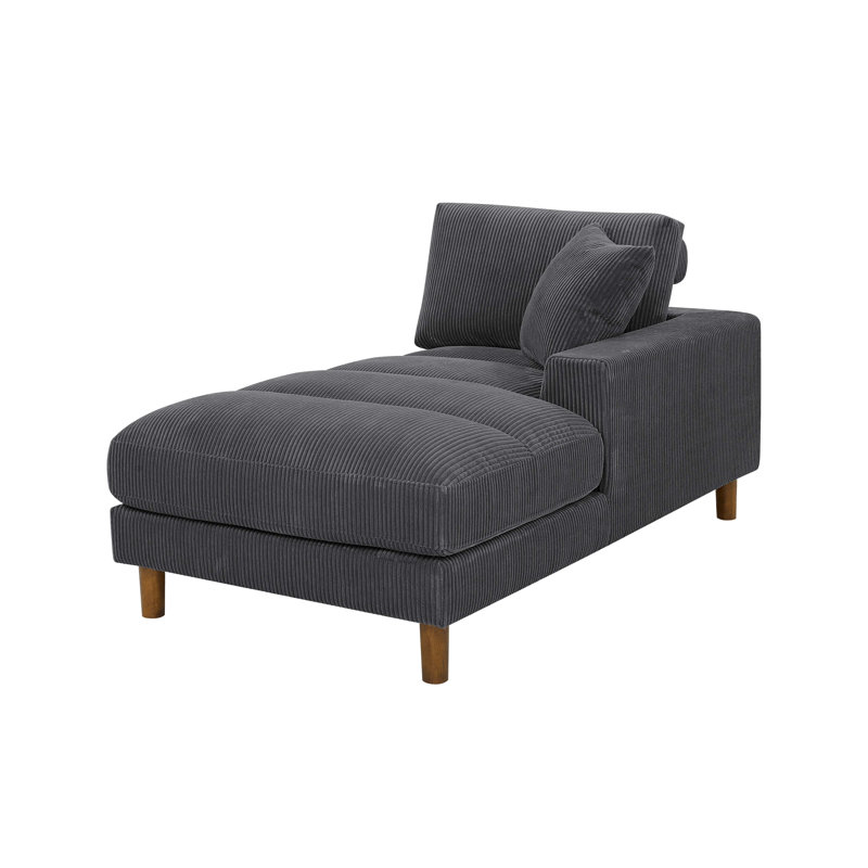 Chaise longue rembourrée Waxman, Gris foncé, Chaise longue à accoudoir droit