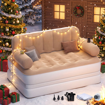 Queen Raised Inflatable Air Mattress with Portable Pump