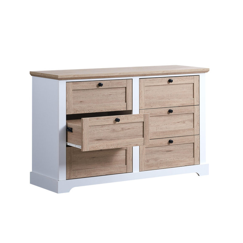 Commode principale à 6 tiroirs | Système de tiroirs Interlock | Glissoires pré-assemblées | Large 6 tiroirs profonds | Organisateur de placard pour chambre à coucher