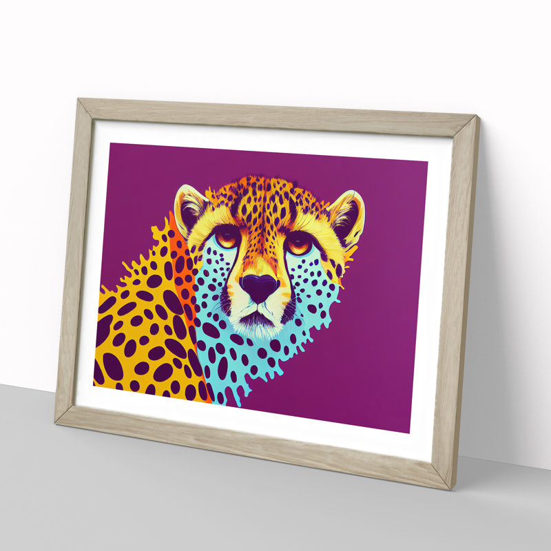 Unforgettable Cheetah - Framed Print, 46cm H x 64cm W x 2cm D, Oak