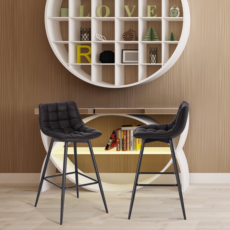Upholstered Counter Stool with Metal Frame, Anthracite