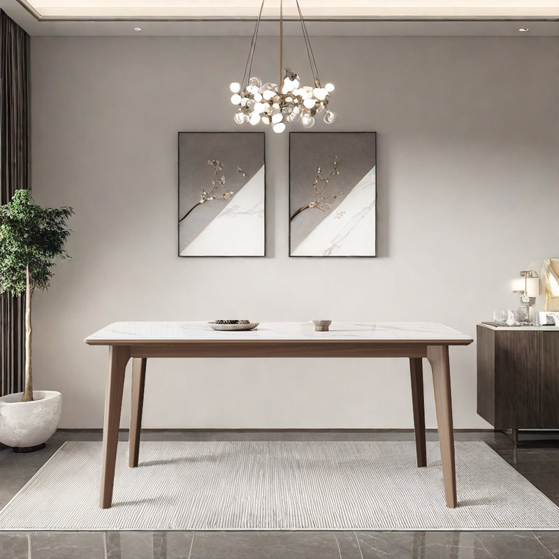 Dekeshia Ash Solid Wood Base Dining Table, 29.52"H x 78.74"L x 35.43"W