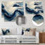 Encre bleue et grise «River Waves», peinture murale abstraite, reproduction d'art moderne en métal-128106958