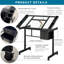 Bureau de dessin réglable réglable avec 2 tiroirs en tissu et 4 roulettes-850781498