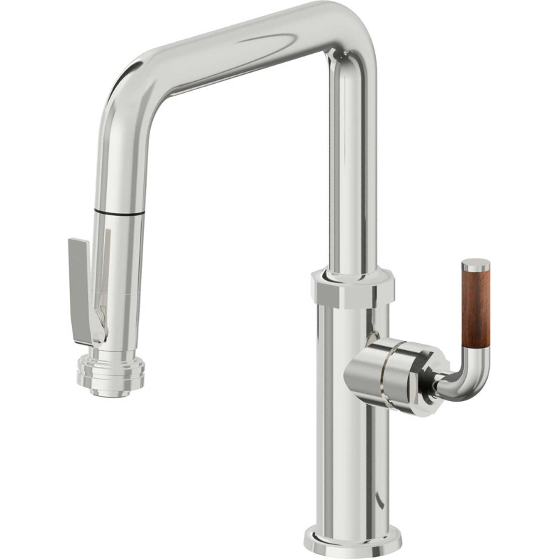Descanso Kitchen Pull Down Kitchen Faucet With Squeeze Sprayer Quad Spout, Polished Chrome