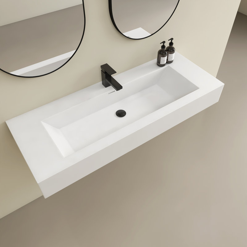 Lavabo à fixation murale 48 "de qualité supérieure avec trou de robinet simple pour salle de bain 48" Premium