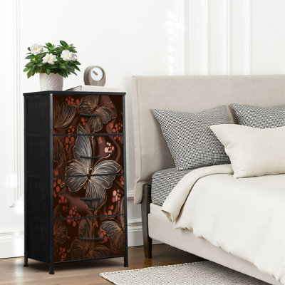 4 Drawer Dresser for Bedroom, Narrow Chest of Drawers, Wooden Top and Study Iron Frame 18"x37.5"-(WxH)