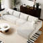 Canapé blanc en forme de L en nuage de velours côtelé de 135 po, canapé modulaire rembourré moderne, 4 sièges, siège profond, sans assemblage pour canapé avec méridienne-1572271092-1572271095