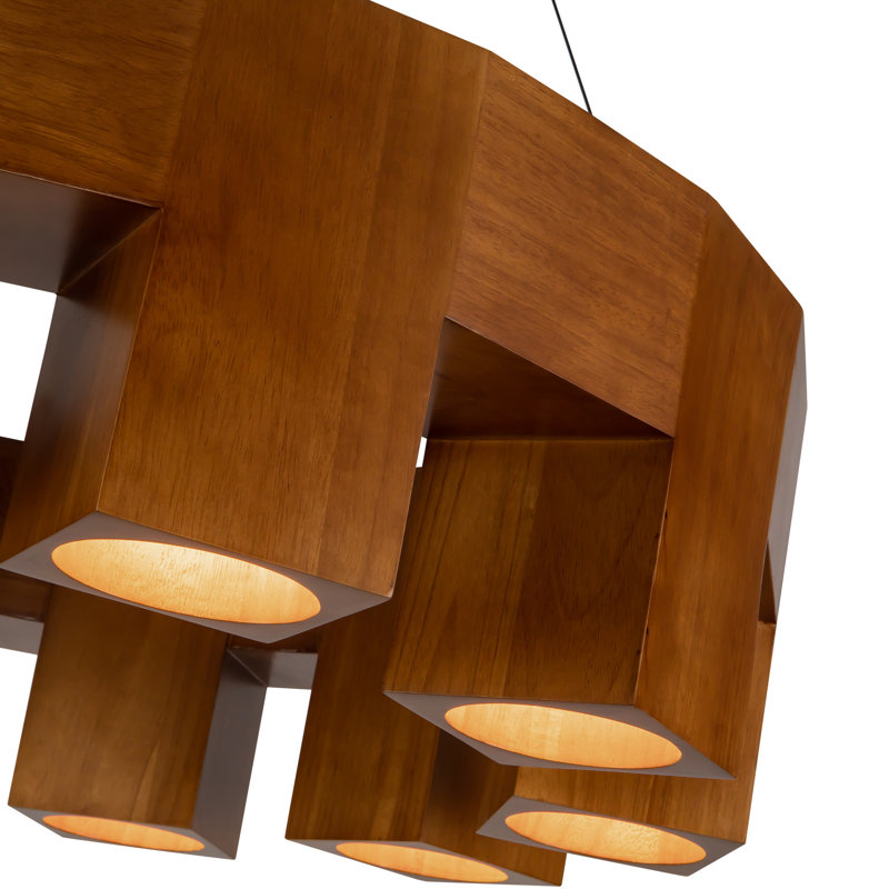 Bosco 10 - Light LED Chandelier, Natural Oak