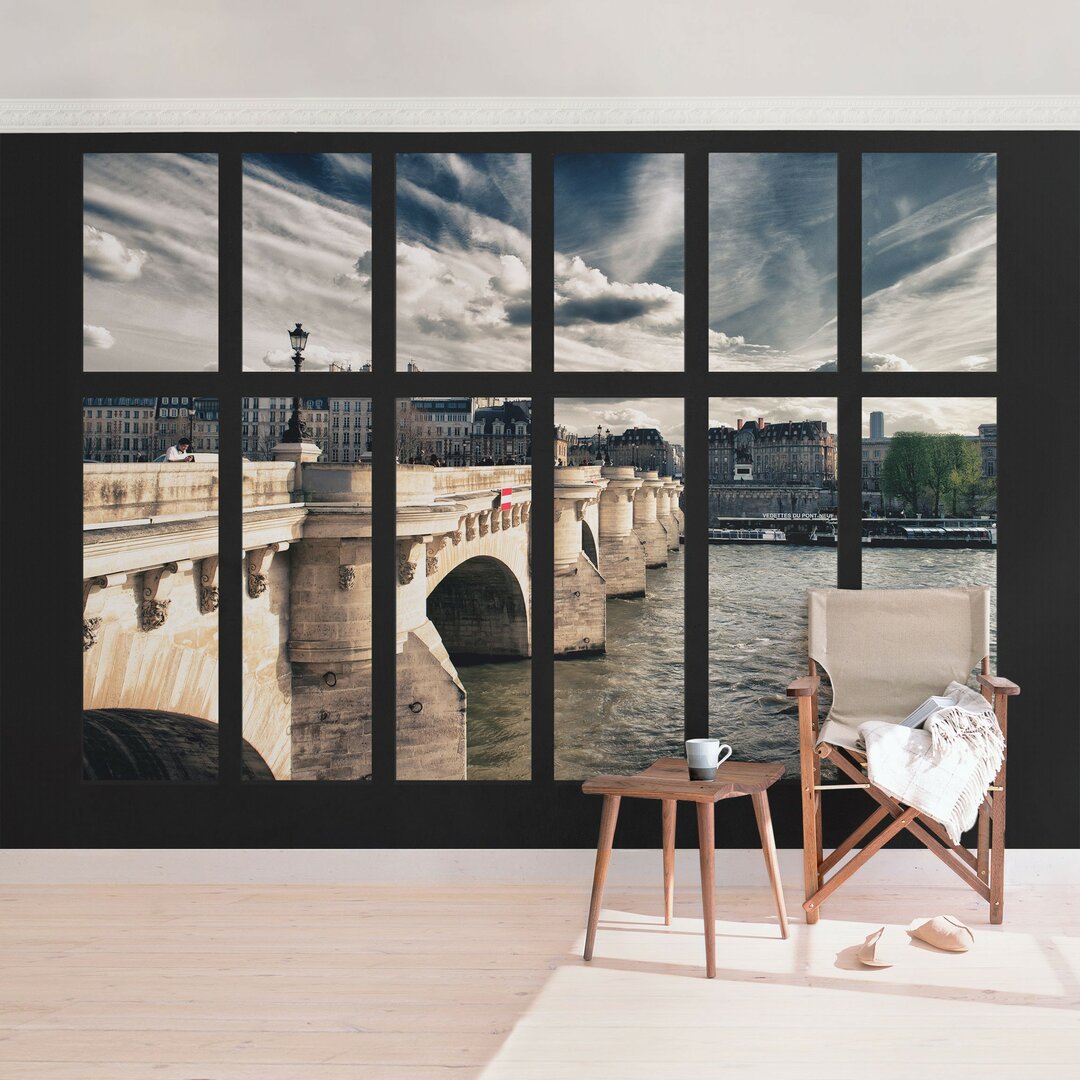 Tapete Window with View of Parisian Bridge