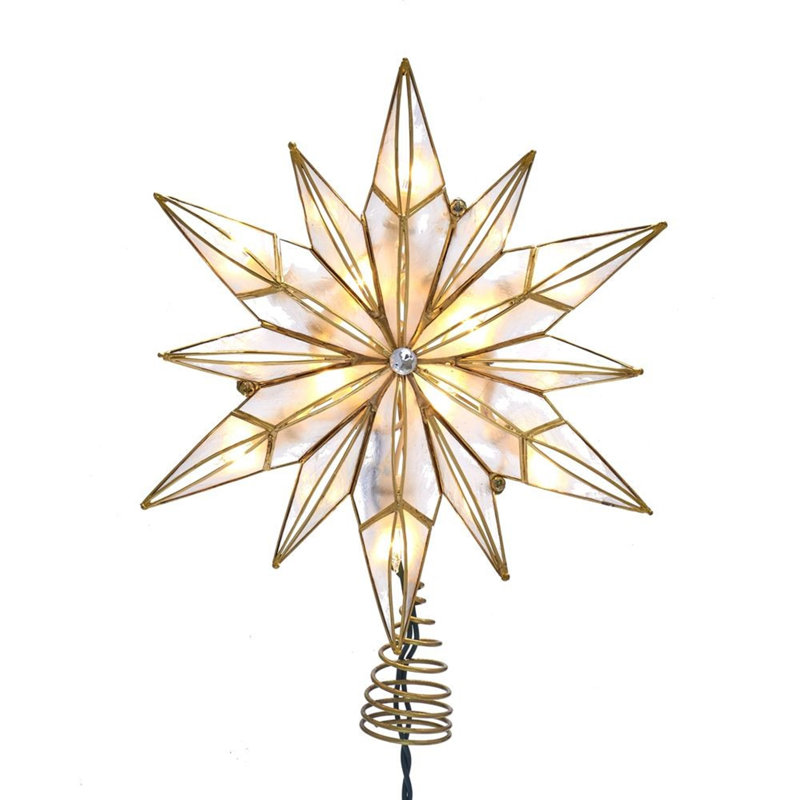 10-Light Gold and White Capiz Star Tree Topper