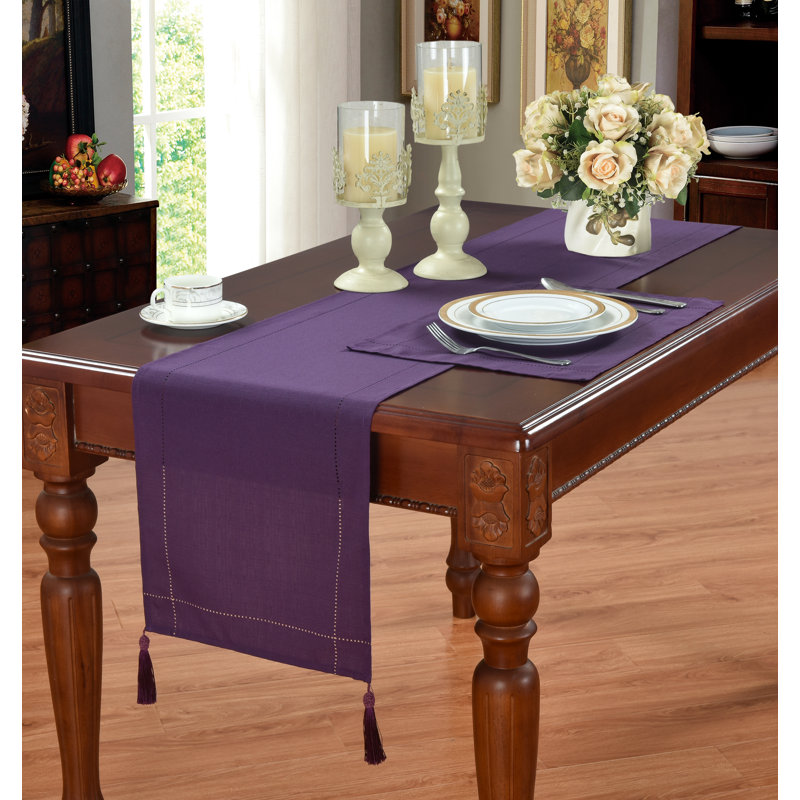 LINEN  LOOK Tia Table Runner, Purple