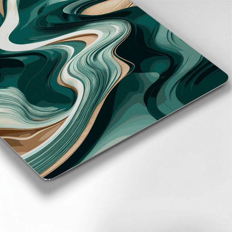 Abstrait paysage 51 vert, art mural en métal, H 12 po x l 18 po