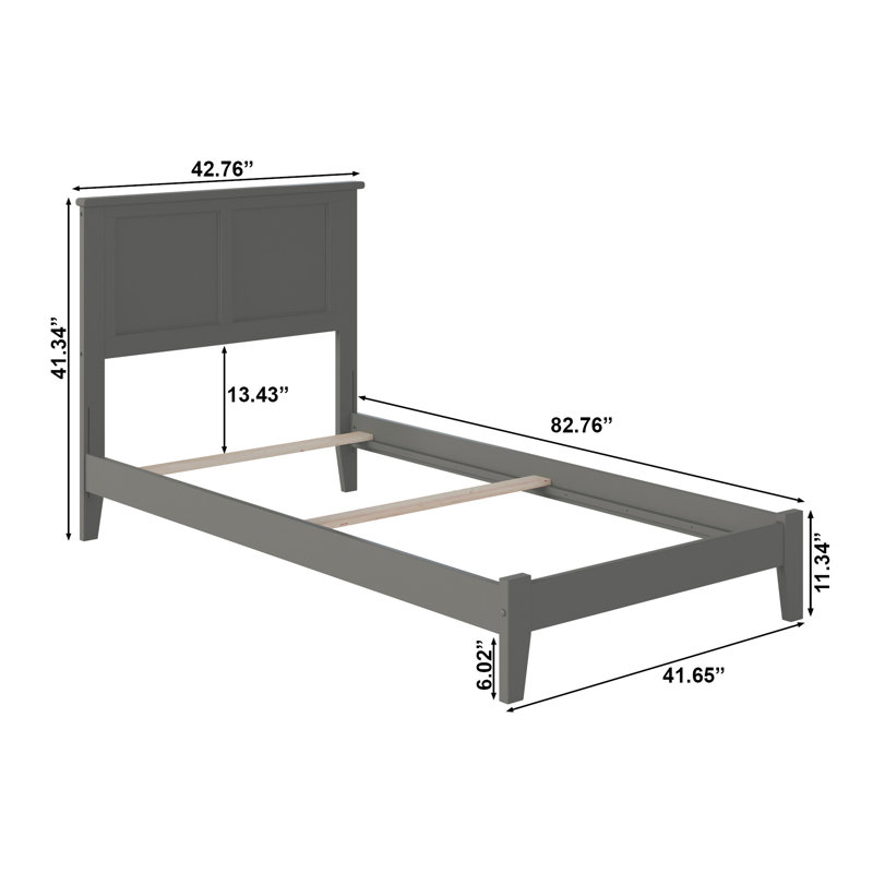 Troutville Solid Wood Standard Bed, Gray, Twin XL