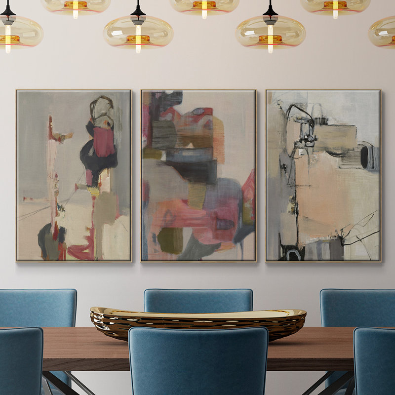 Grès, impression sur toile 3 pièces, Naturel, H 24 po x l 48 po x P 2 po