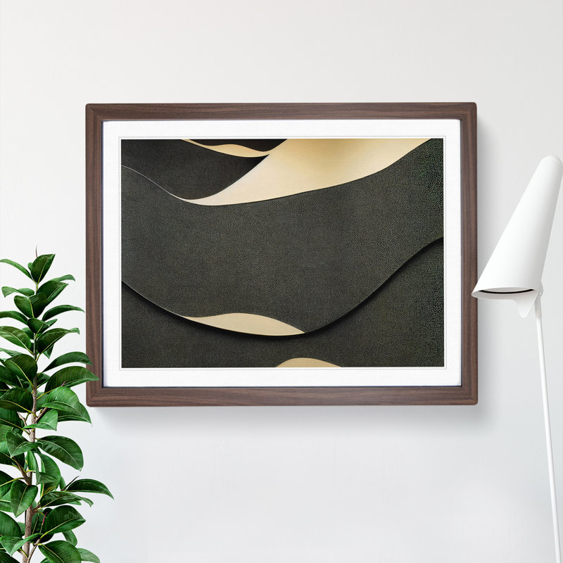 Swell Modern Abstract 1 Piece Single Picture Frame Wall Art, 34cm H x 46cm W, Walnut