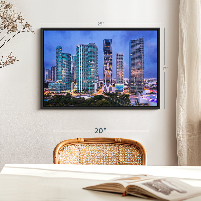 «Miami Downtown Skyline Aérien, art mural», H 17 po x l 25 po