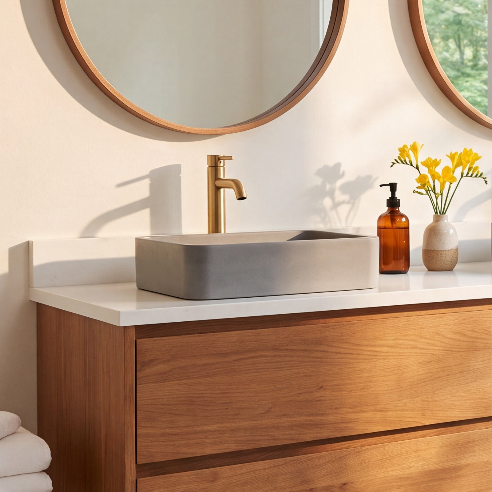 Rectangular Concrete Vessel Bathroom Sink
