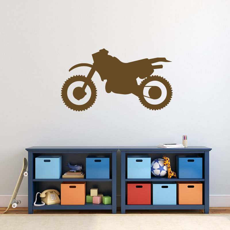 Décalcomanie murale silhouette de vélo à saleté, Chocolat