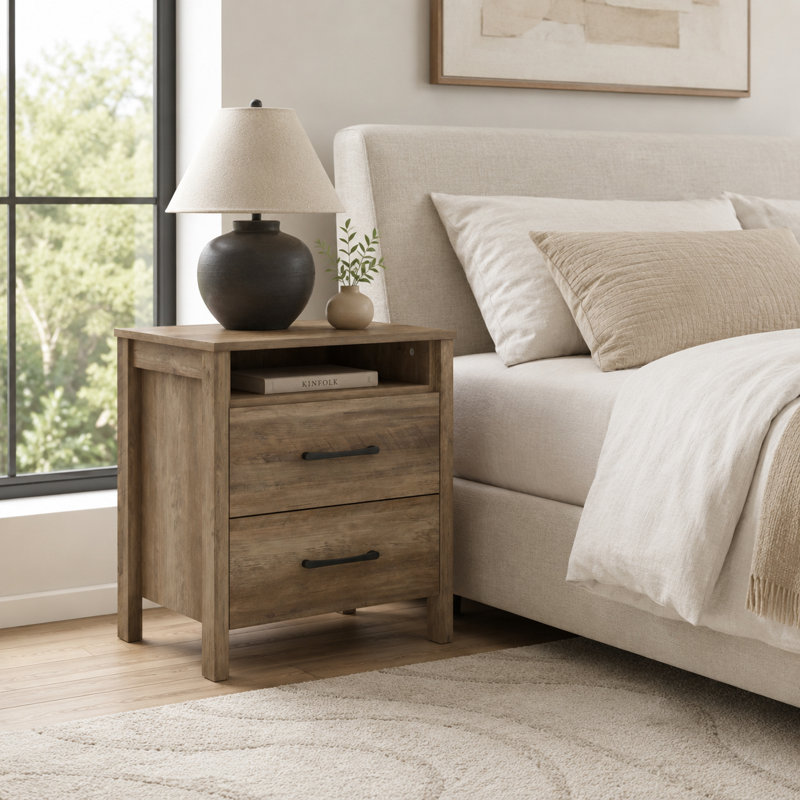 Wilder 22.7" 2 Drawer Nightstand, Knotty Oak, Individual