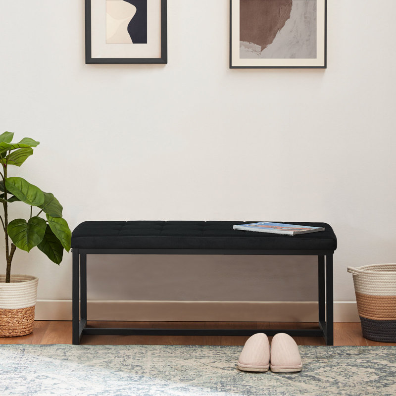 Marigolde Velvet Upholstered Bench, Black