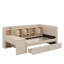 Lit de jour simple tapissier avec tiroirs, tablettes, armoires rabattables et table d'appoint-795280140