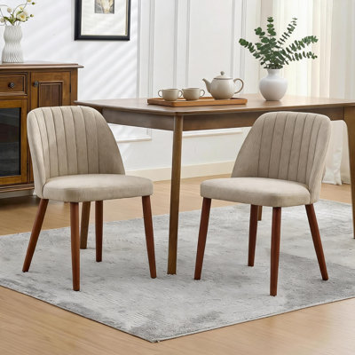 Ensemble de 2 chaises de salle à manger en bois – Chaise de cuisine rembourrée avec pieds en bois