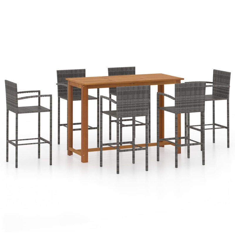 Fennia 6 - Person Acacia Patio Dining Set with Rectangular Table, Grey, 105cm H x 150cm L x 70cm W