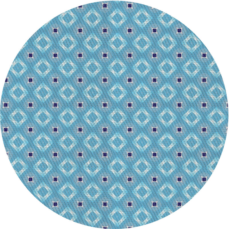 Tapis de zone bleue à motifs, Rond 7 pi
