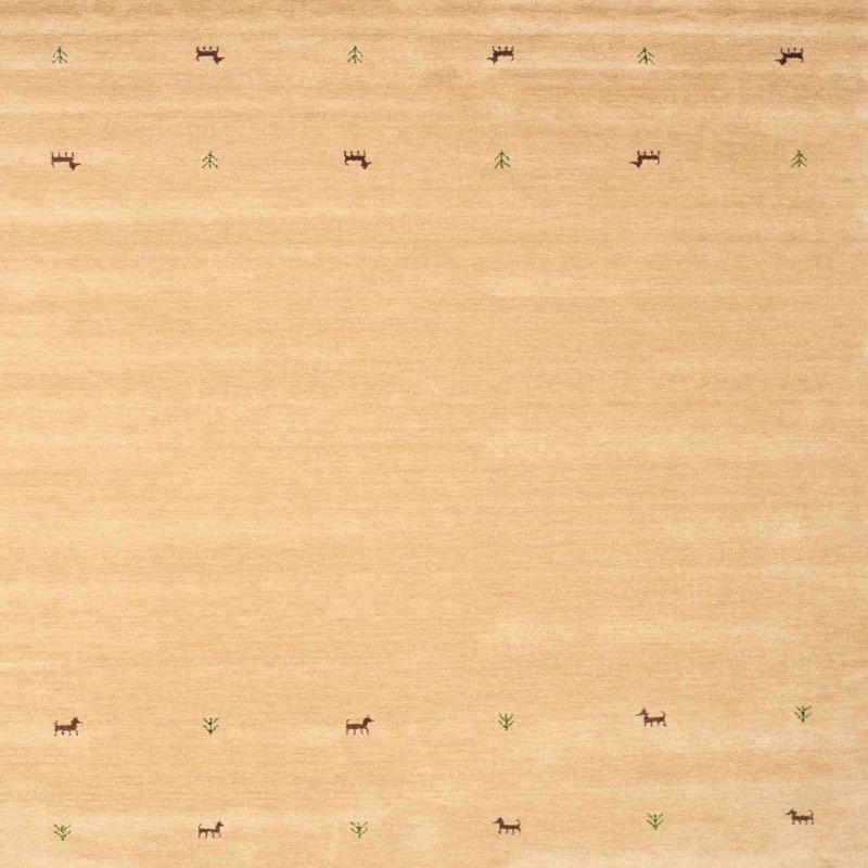 Tapis de zone crème contemporaine, Carré 4 pi