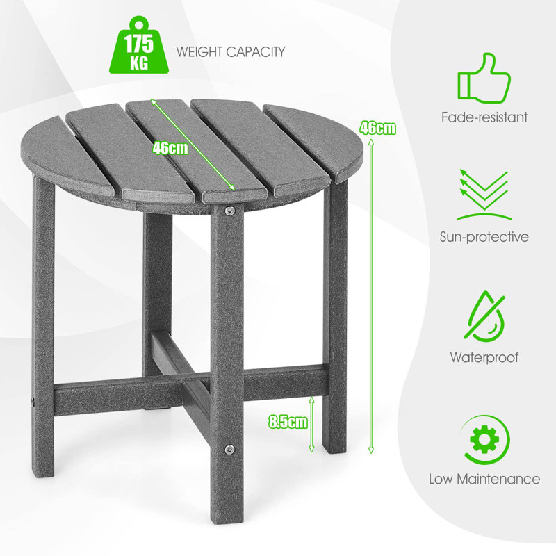 Bennjamin Round 46cm L Outdoor Side Table, Grey