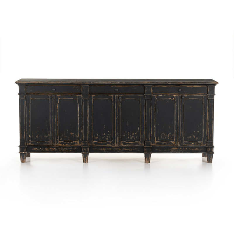 Marjorie 96.25'' W Solid Wood Sideboard, Distressed Black