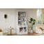 Bibliothèque blanche moderne de 83,4 po de hauteur avec 2 portes en verre, 1 tiroir, une tablette réglable et un tiroir lisse - en bois massif, matériau rectangulaire de style 3 tablettes ouvertes pour l'organisation de bureau en bois-491455850