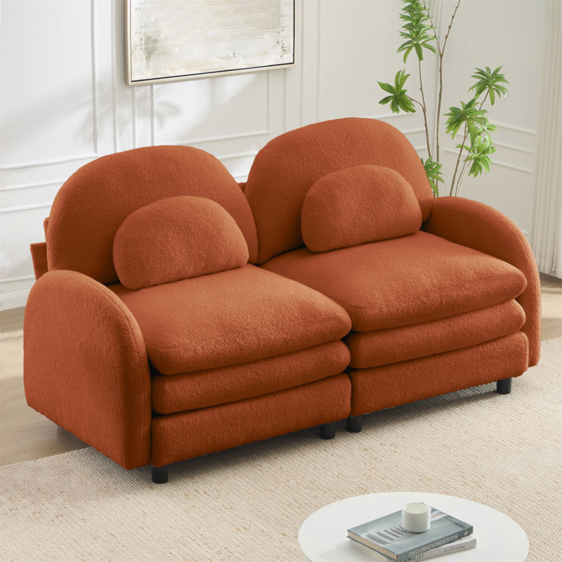 Canapé-lit Teddy, Orange, 35.4" H x 68.5" W x 33.8" D
