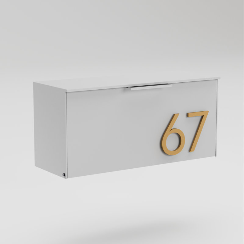 Boîte aux lettres murale Short Stack, Laiton, Blanc, Oui