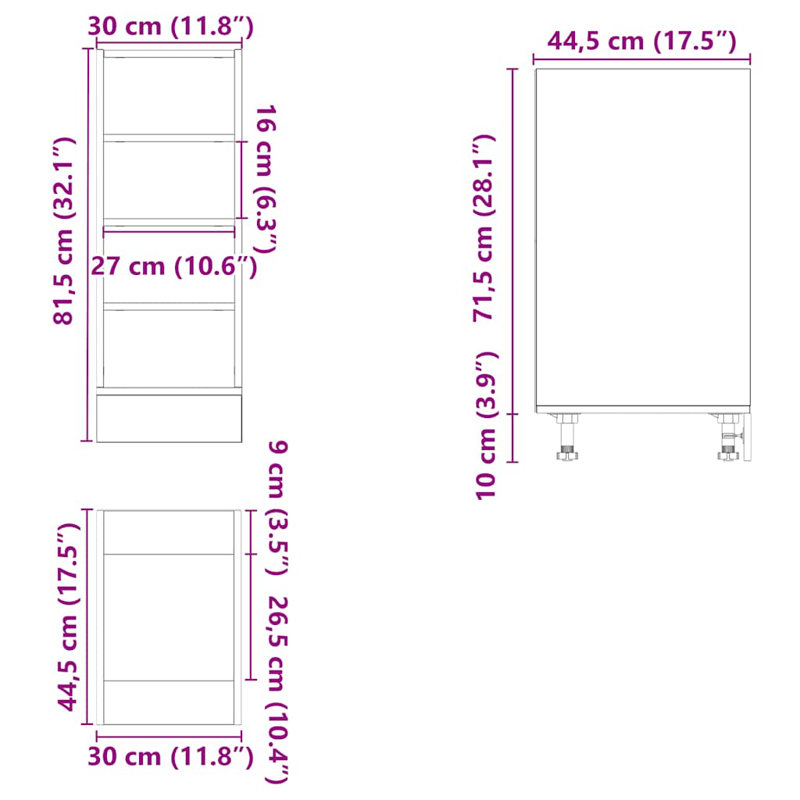 Soinski Bottom Cabinet Riga 30x44.5x81.5 cm Engineered Wood, Grey Sonoma