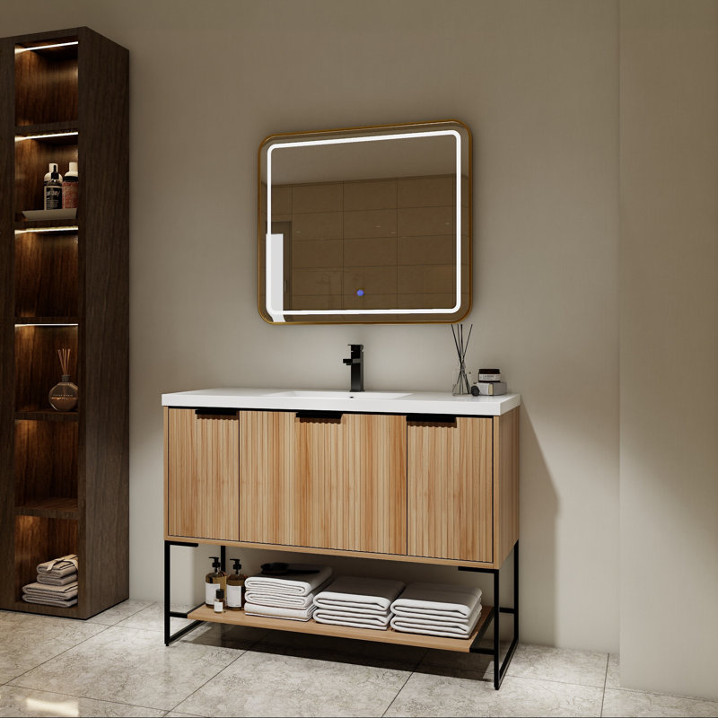 Meuble-lavabo 48 po avec lavabo en résine, Naturel