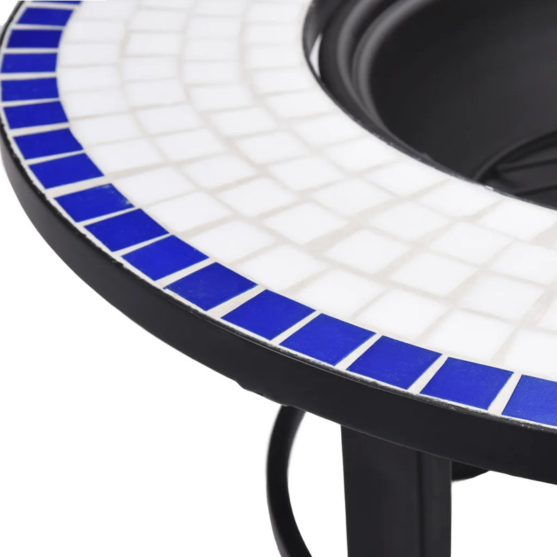 Eastchester Mosaic Fire Pit 68cm Ceramic, Blue/White