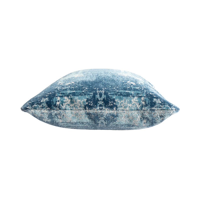 Blue and Ivory Abstract Acrylic Blend Square Throw Pillow 20" x 20"