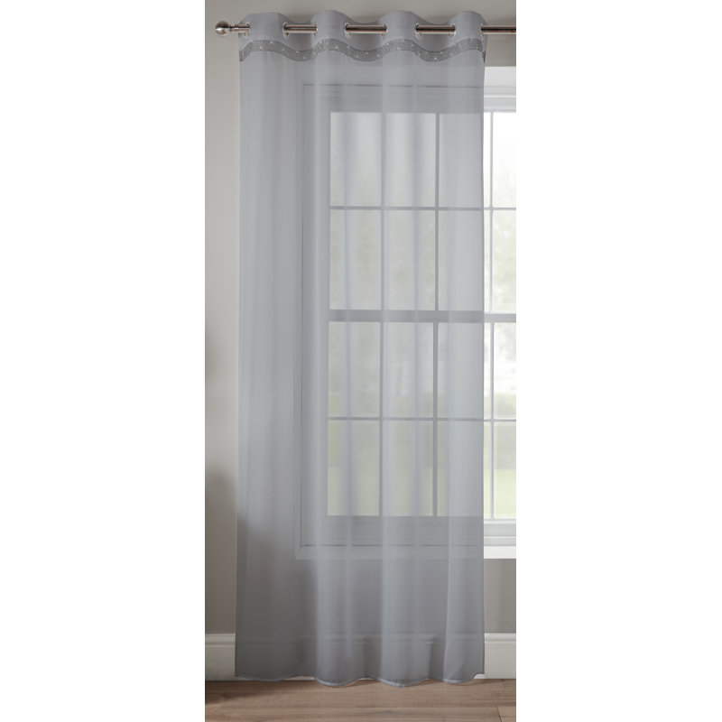 Odom Sheer Curtain Single Panel, Silver, 145 W x 137 D cm