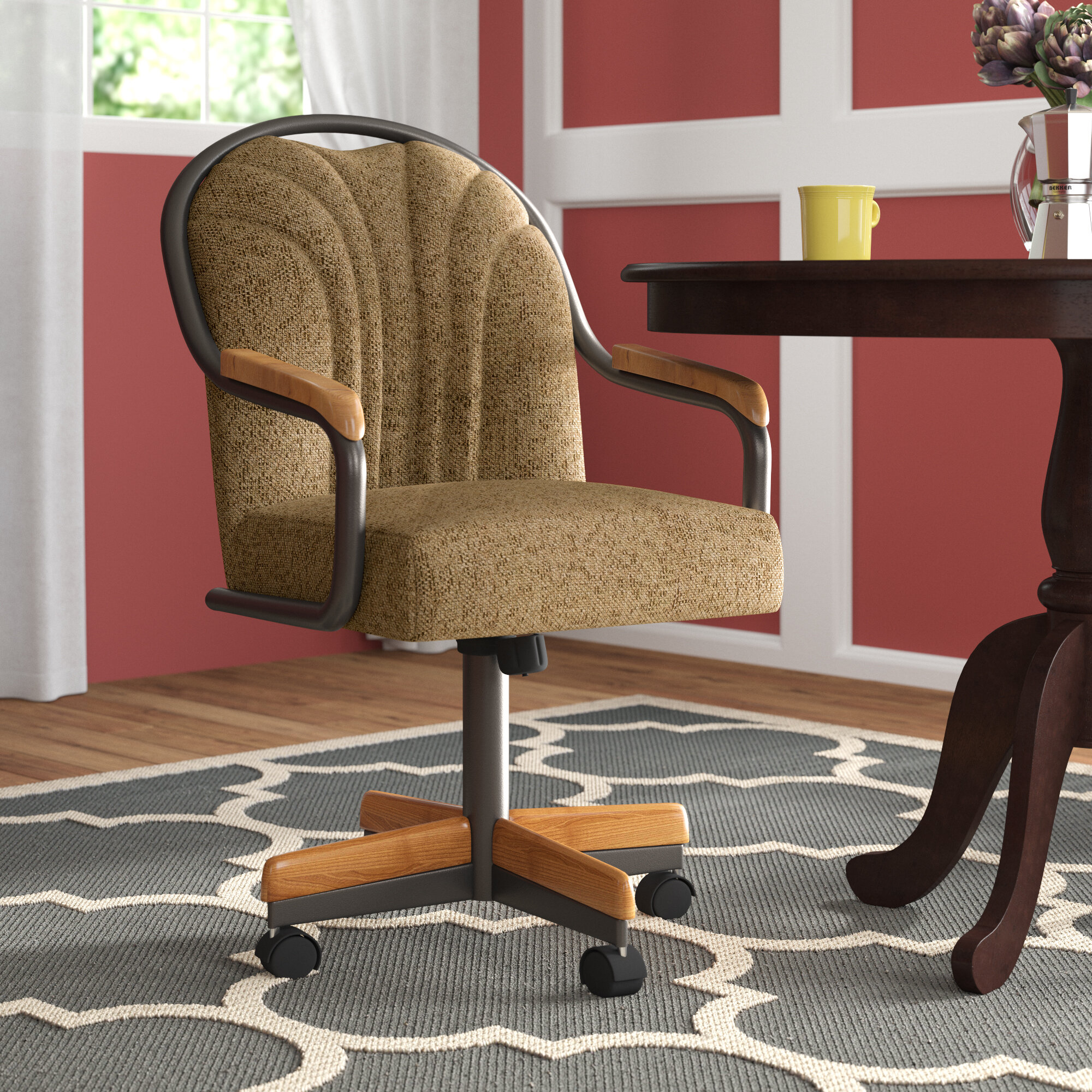 Britney Swivel Tilt Caster Dining Arm Chair