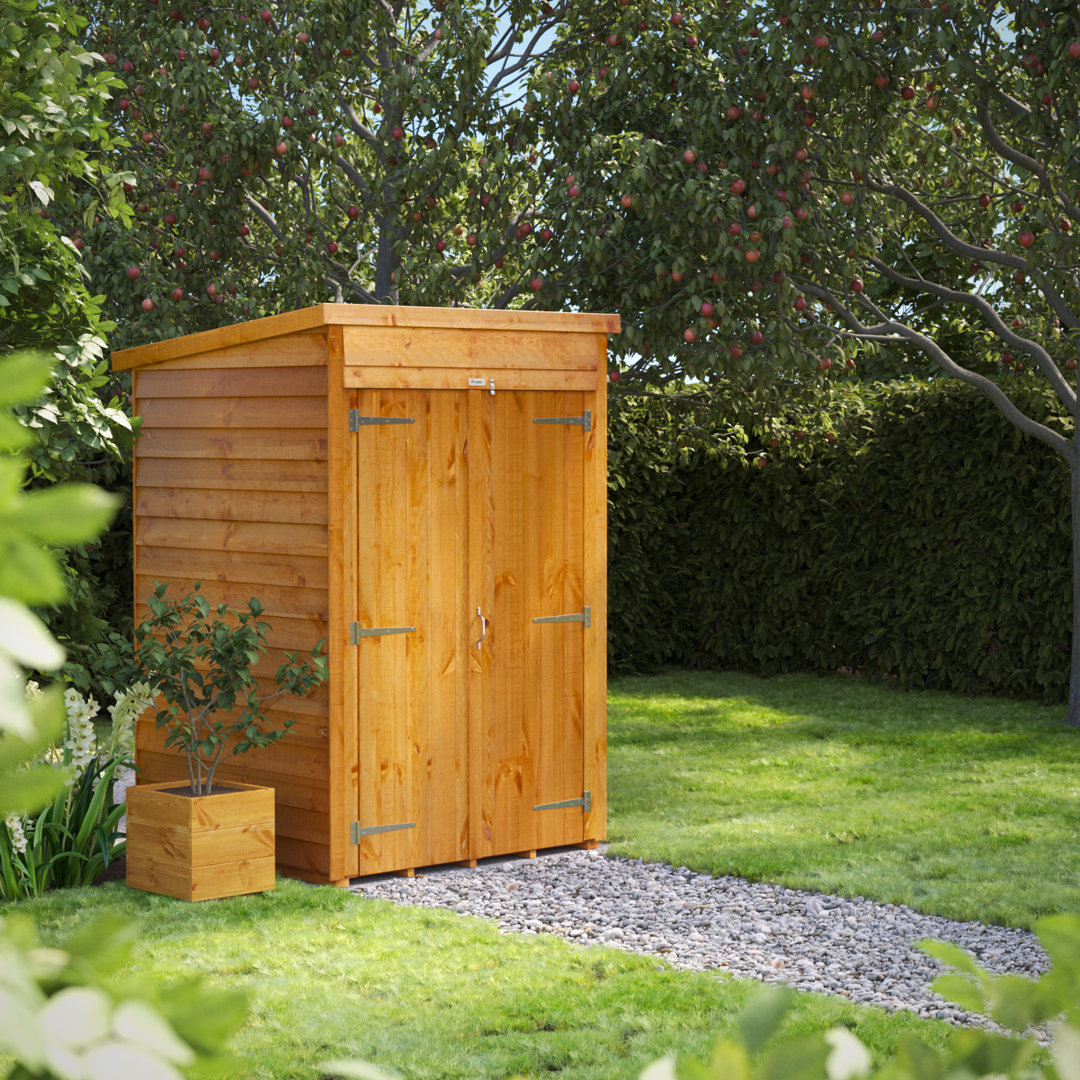 Powersheds 4 x 4ft Timber Overlap Windowless Pent Garden Shed, Double Doors
